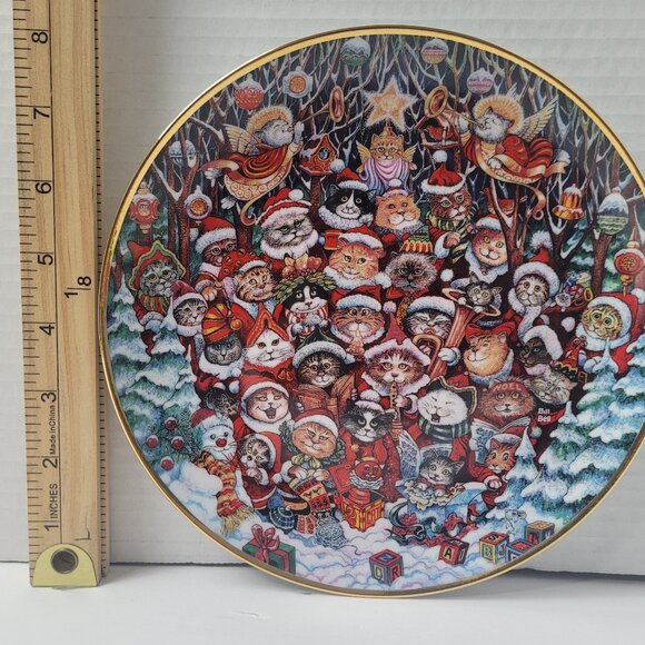 Decorative Holiday Cat Plate SANTA CLAWS by Bill Bell Porcelain Franklin Mint - Picture 8 of 10